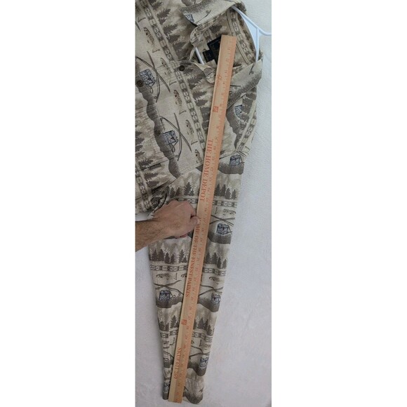 WOOLRICH Fly Fishing Print Button Up Long Sleeve Mens Shirt Size Large - Picture 7 of 13